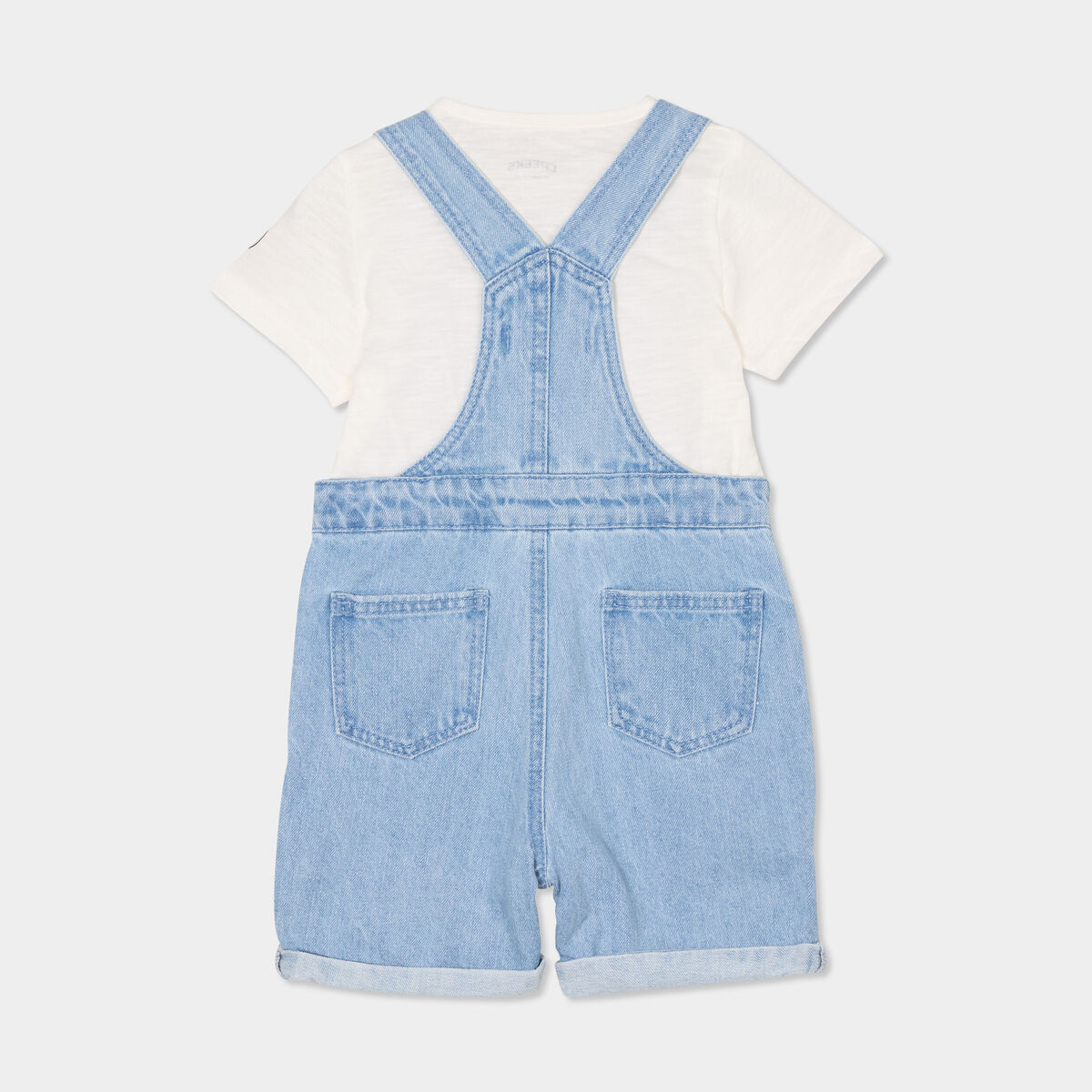 Ensemble 2 pi&egrave;ces salopette jean Creeks denim bleach b&eacute;b&eacute; gar&ccedil;on