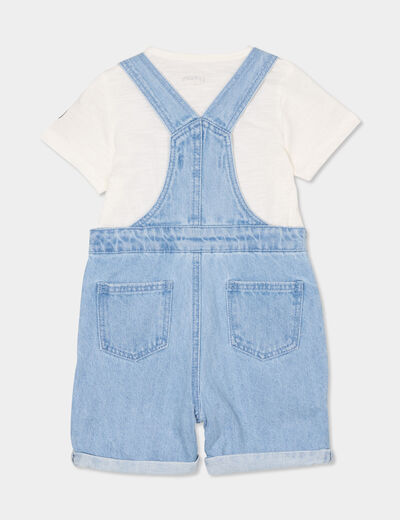 Ensemble 2 pièces salopette jean Creeks denim bleach bébé garçon