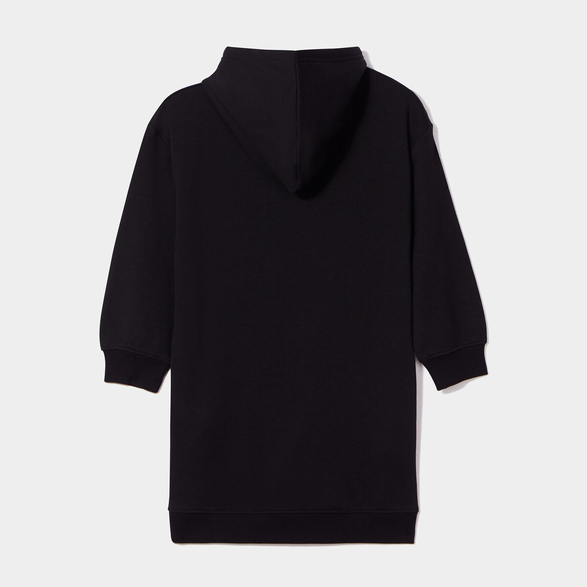 Robe sweat à capuche droite coton noir fille