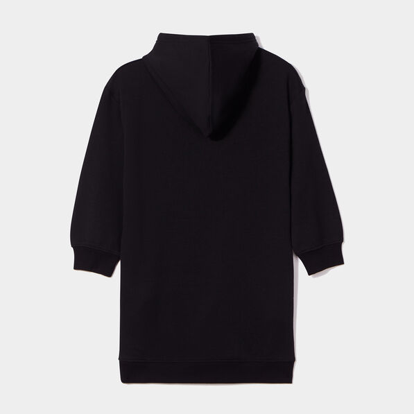robe sweat a capuche droite coton noir fille Robe sweat à capuche droite coton noir fille