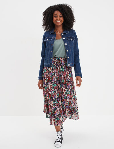 Veste en jean ajustée boutonnée denim stone femme