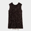 Robe courte &agrave; sequins sans manches marron fonc&eacute; femme