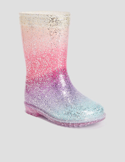 Bottes de pluie à paillettes multicolore fille