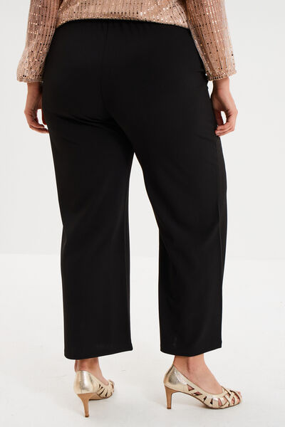 Pantalon large &agrave; pont noir femme grande taille