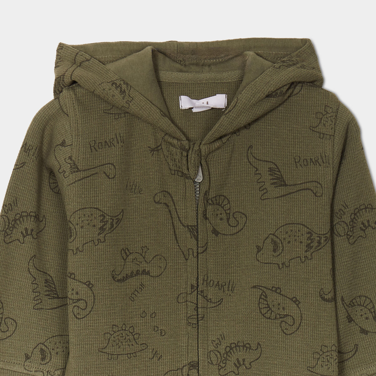 Sweat zippé à capuche coton vert kaki bébé garçon
