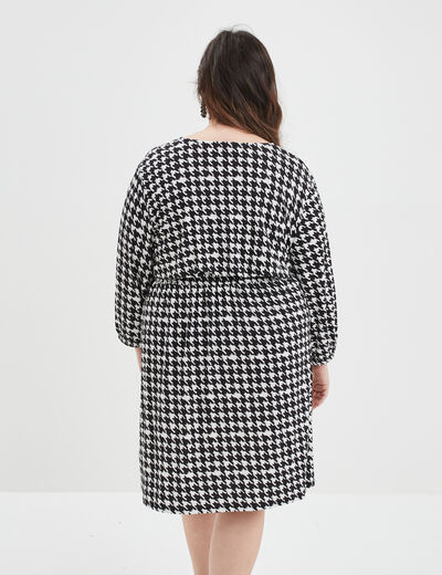 Robe patineuse col cache-coeur Modavista ecru femme grande taille