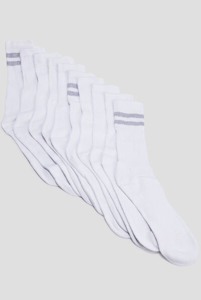 Lot 10 paires chaussettes blanc homme
