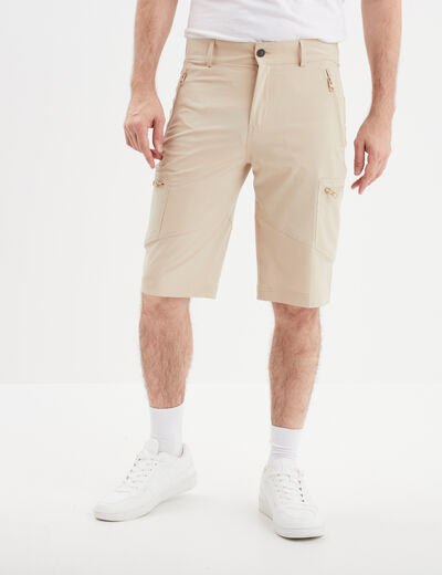 Short cargo à poches zippées beige homme
