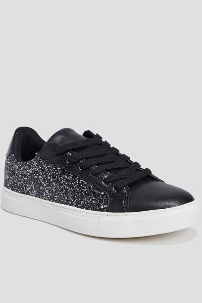 Tennis pailletées à lacets Mosquitos noir femme