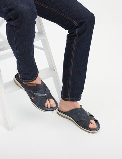 Mules brides croisées bleu homme
