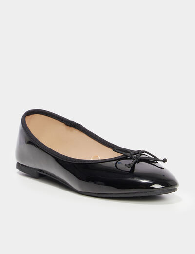 Ballerines vernies avec noeud noir femme