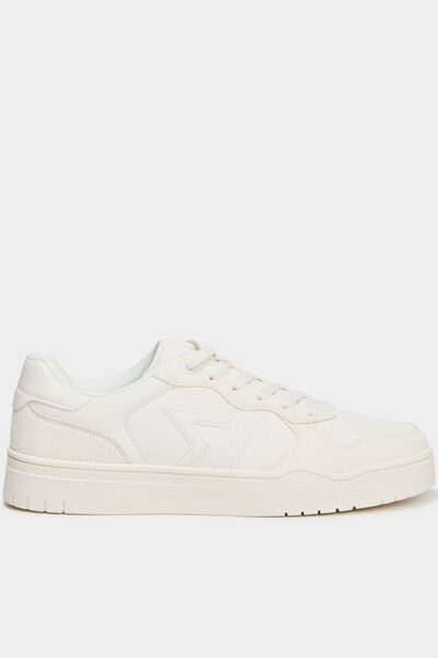 Baskets &agrave; lacets avec semelle &eacute;paisse blanc homme