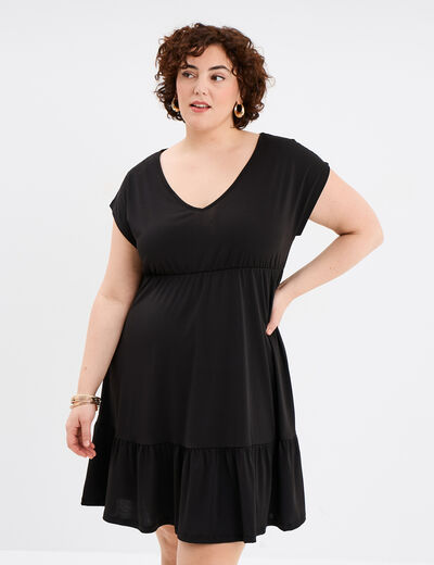 Robe patineuse à volants noir femme grande taille