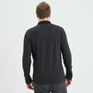 Polo manches longues encolure boutonnée noir homme
