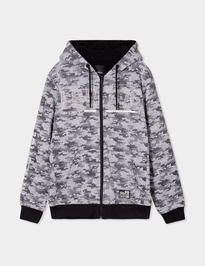 Sweat zippé à capuche Liberto gris homme