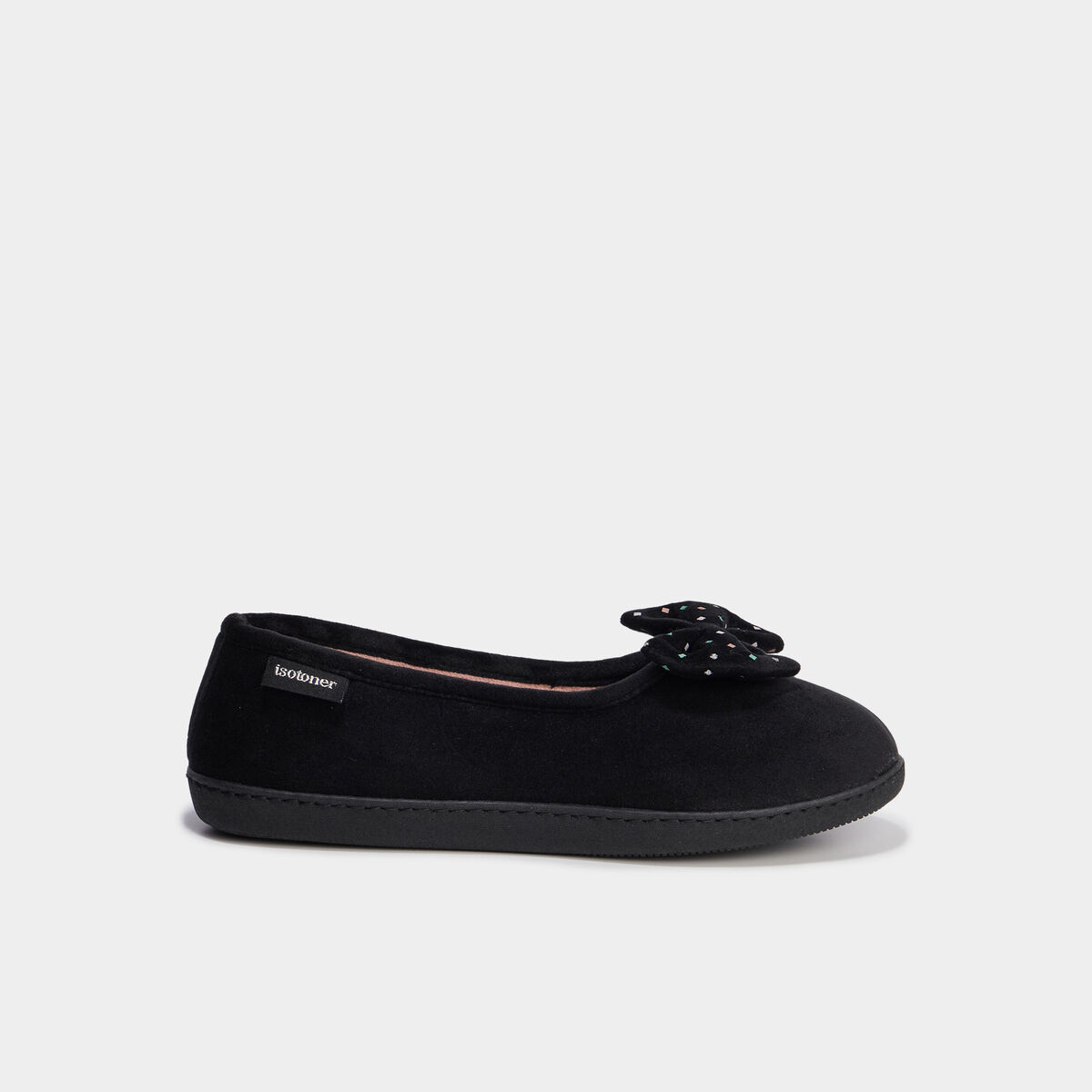 Chaussons ballerines effet velours vert anis femme