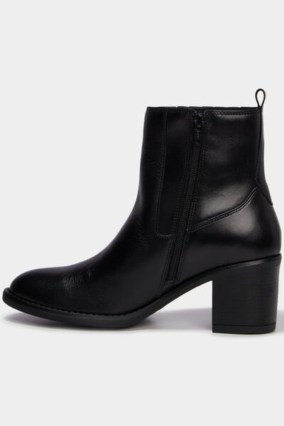 Boots en cuir &agrave; talons noir femme