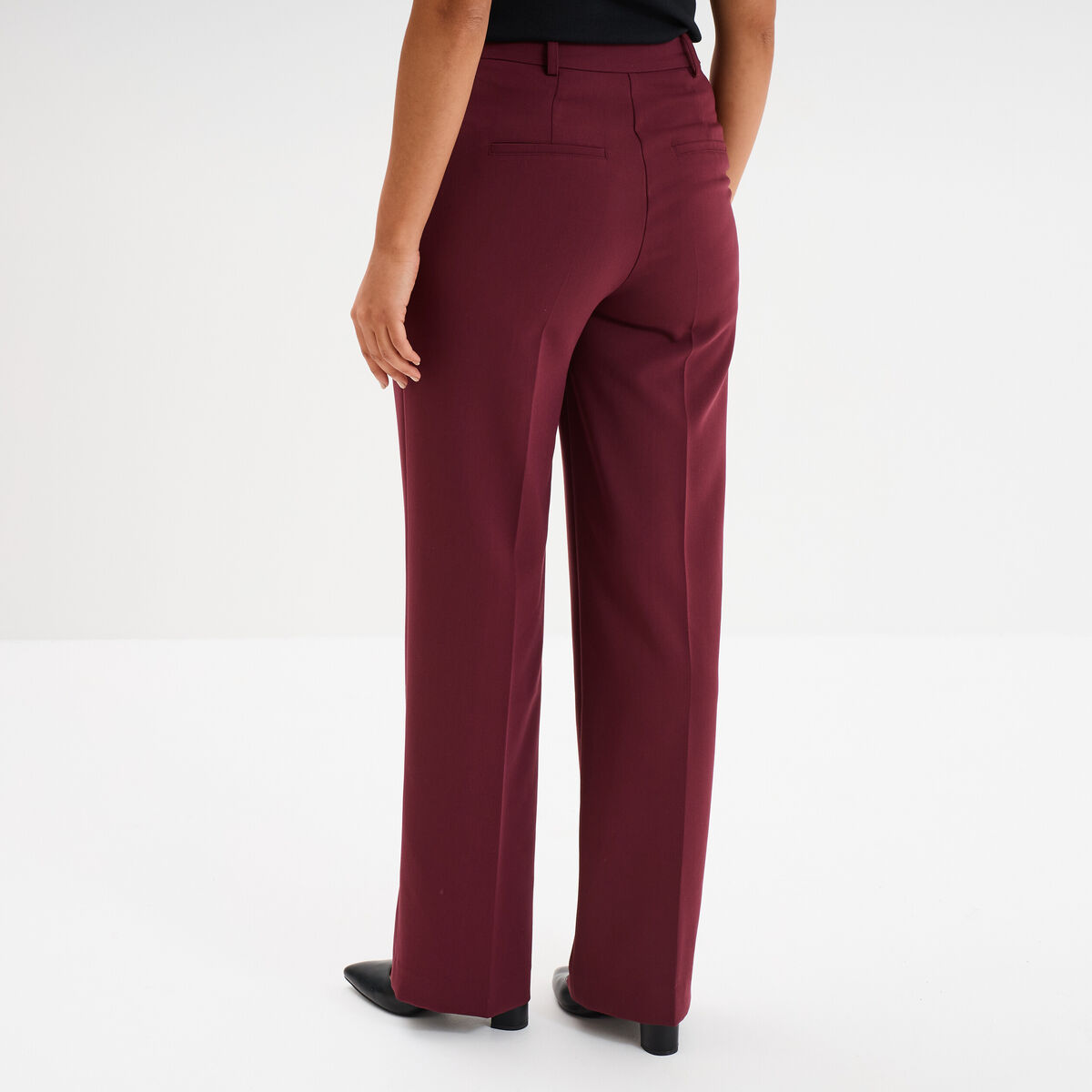 Pantalon droit avec pinces violet foncé femme