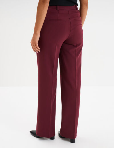 Pantalon droit avec pinces violet foncé femme