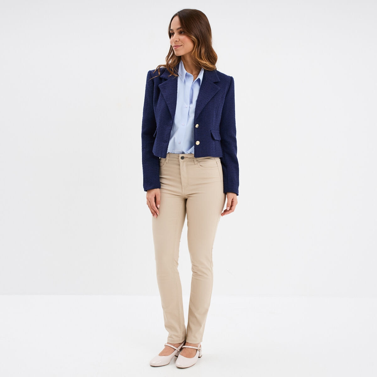 Chemise oversize popeline de coton bleu ciel femme