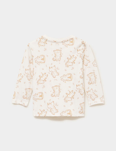 T-shirt manches longues coton beige b&eacute;b&eacute; gar&ccedil;on