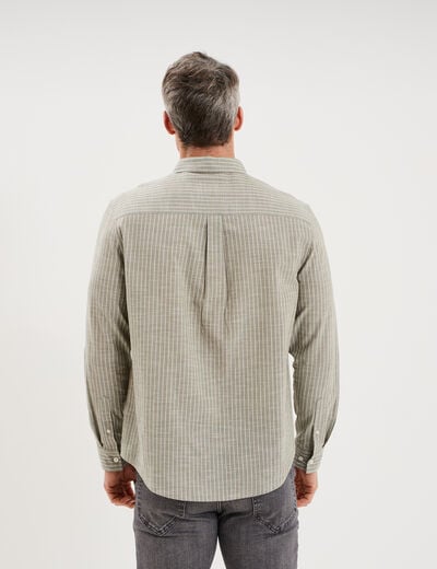 Chemise manches longues coton vert kaki homme