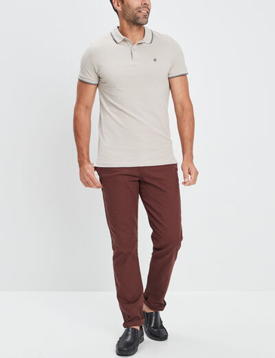 Polo manches courtes bords contrastés sable homme
