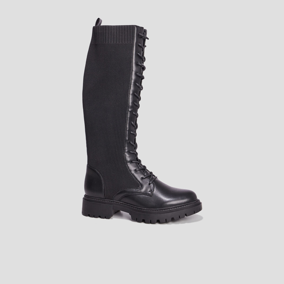 Bottes &agrave; lacets fa&ccedil;on chaussette noir femme
