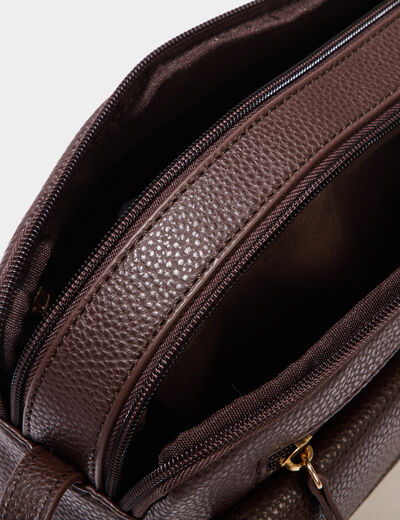 Sac pochette avec poche à rabat marron foncé femme
