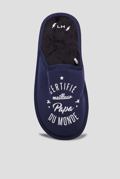 Chaussons mules meilleur papa bleu homme
