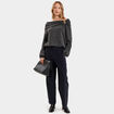 Pull encolure bateau manches longues gris femme