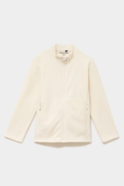 Gilet polaire zipp&eacute; manches longues blanc mixte