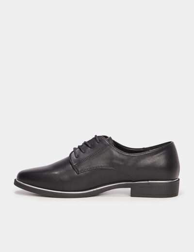 Derbies liserés métallisés talon plat noir femme