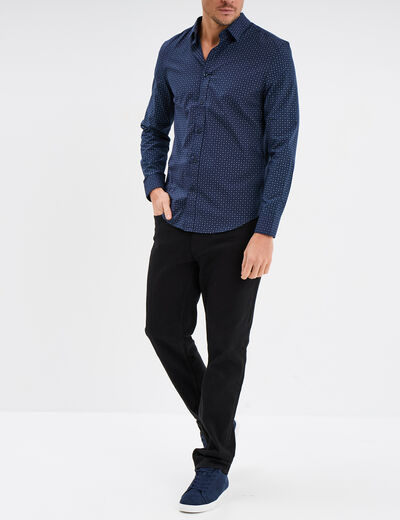 Chemise droite repassage facile bleu marine homme