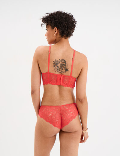 Soutien-gorge bustier paddé dentelle rouge femme