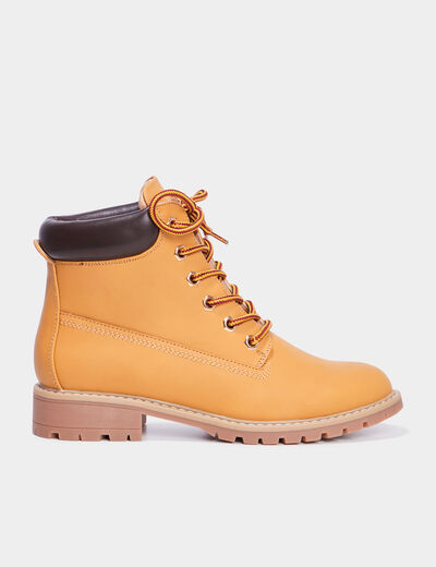 Bottines crant&eacute;es jaune moutarde femme