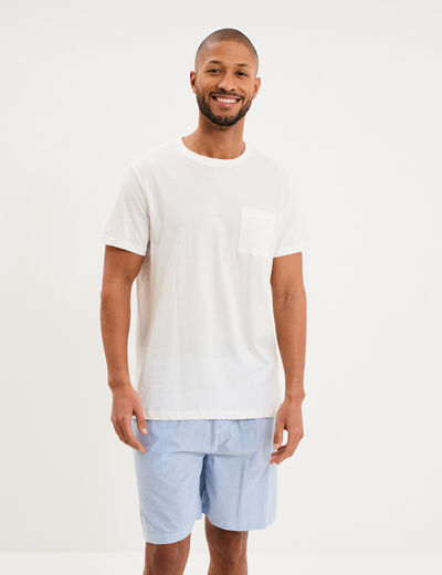 Ensemble pyjama short et t-shirt coton blanc homme