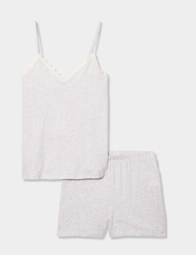 Ensemble pyjama short et débardeur gris clair femme