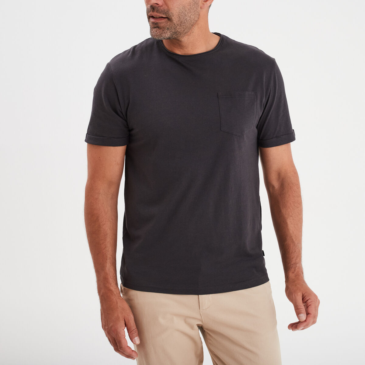 T-shirt col rond manches courtes Liberto gris foncé homme