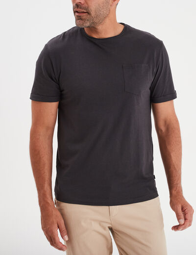 T-shirt col rond manches courtes Liberto gris foncé homme