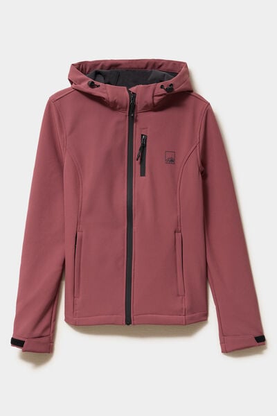 Blouson &agrave; capuche d&eacute;perlant fourr&eacute; vieux rose femme