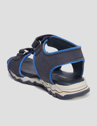 Sandales à scratchs en cuir Creeks Polis bleu marine garçon
