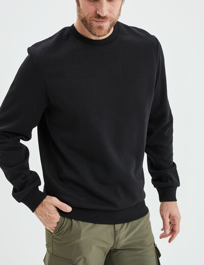 Sweat molleton col rond noir homme