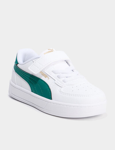 Tennis basses à scratchs Puma vert garçon
