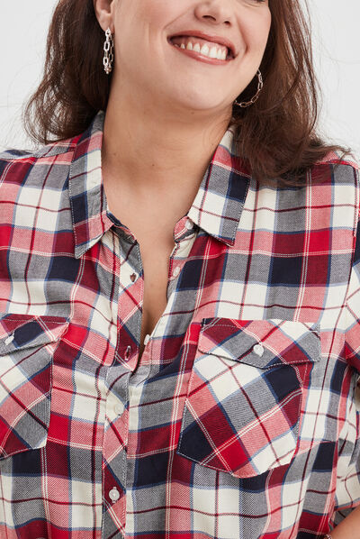 Chemise manches longues fluide rouge femme grande taille