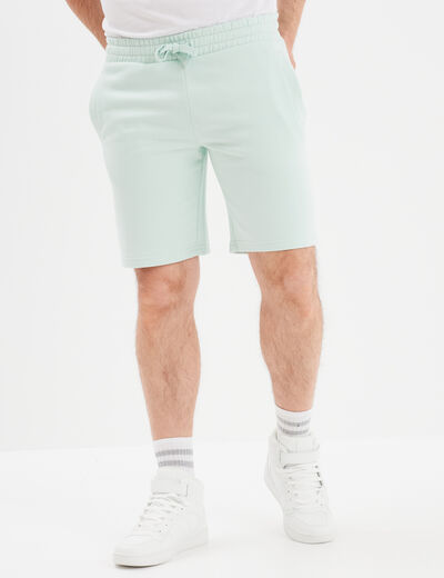 Short jogging molletonné droit vert pastel homme