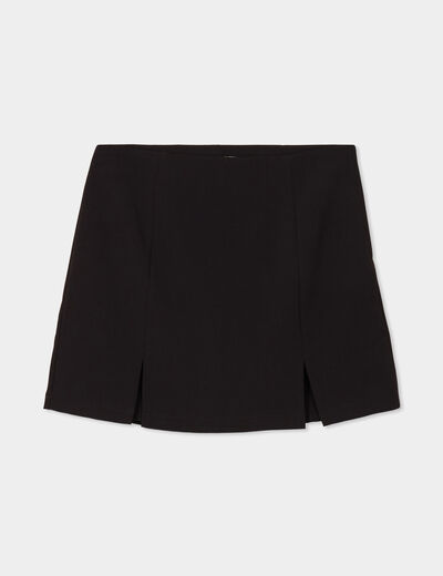Jupe-short courte droite zippée noir femme