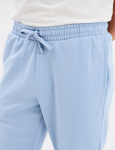 Pantalon jogging droit molleton bleu ciel homme