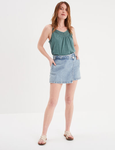 Jupe-short en jean Creeks denim bleach femme