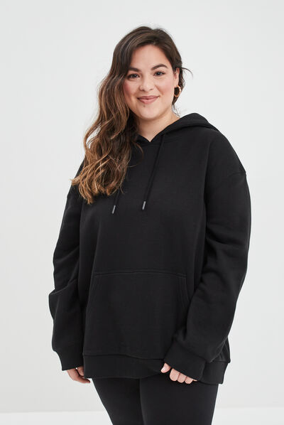 Sweat à capuche hoodie noir femme grande taille